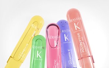 Montagem de várias vitaminas para o cabelo da Kerastase