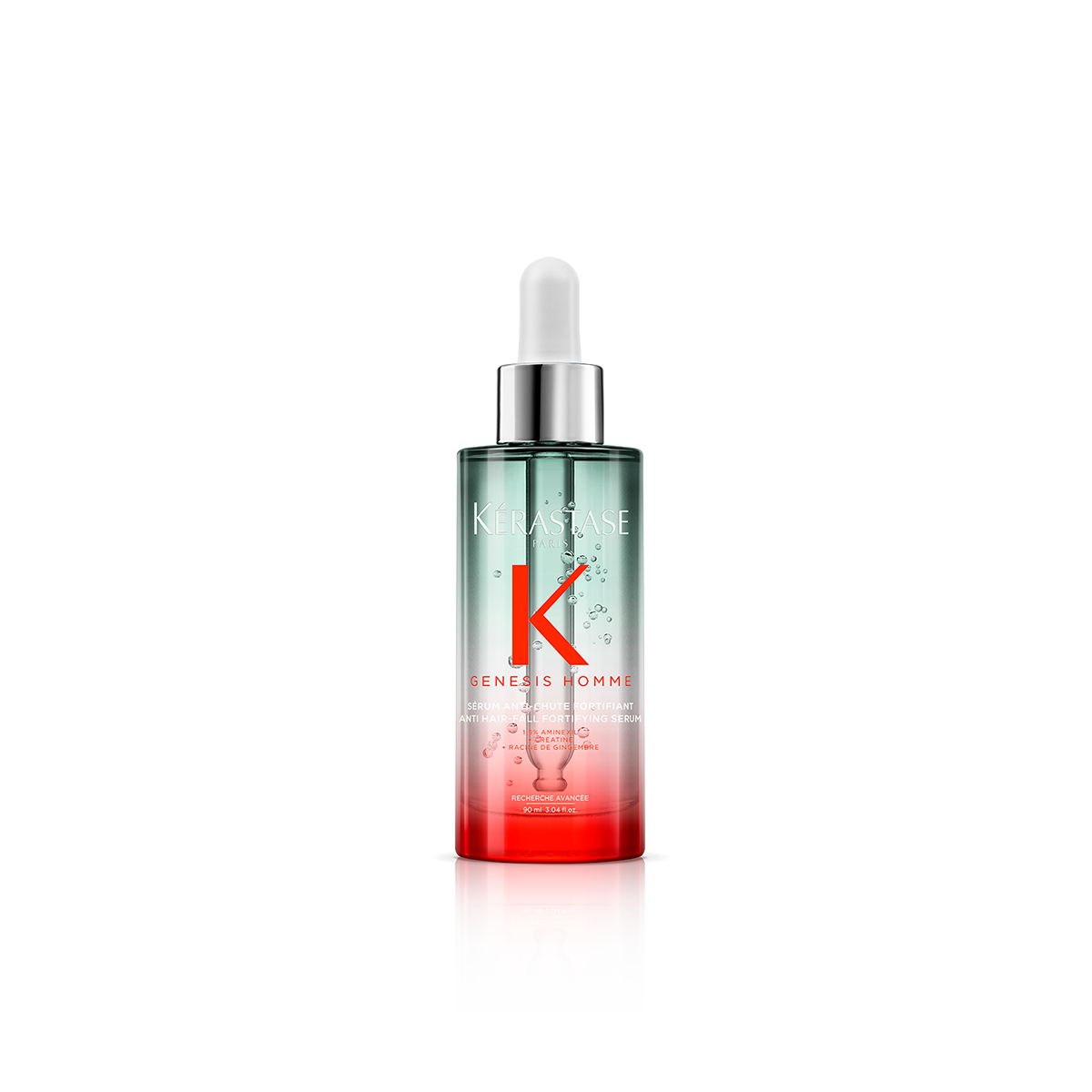 Produto Sérum da gama Genesis Homme da kérastase em fundo cinzento
